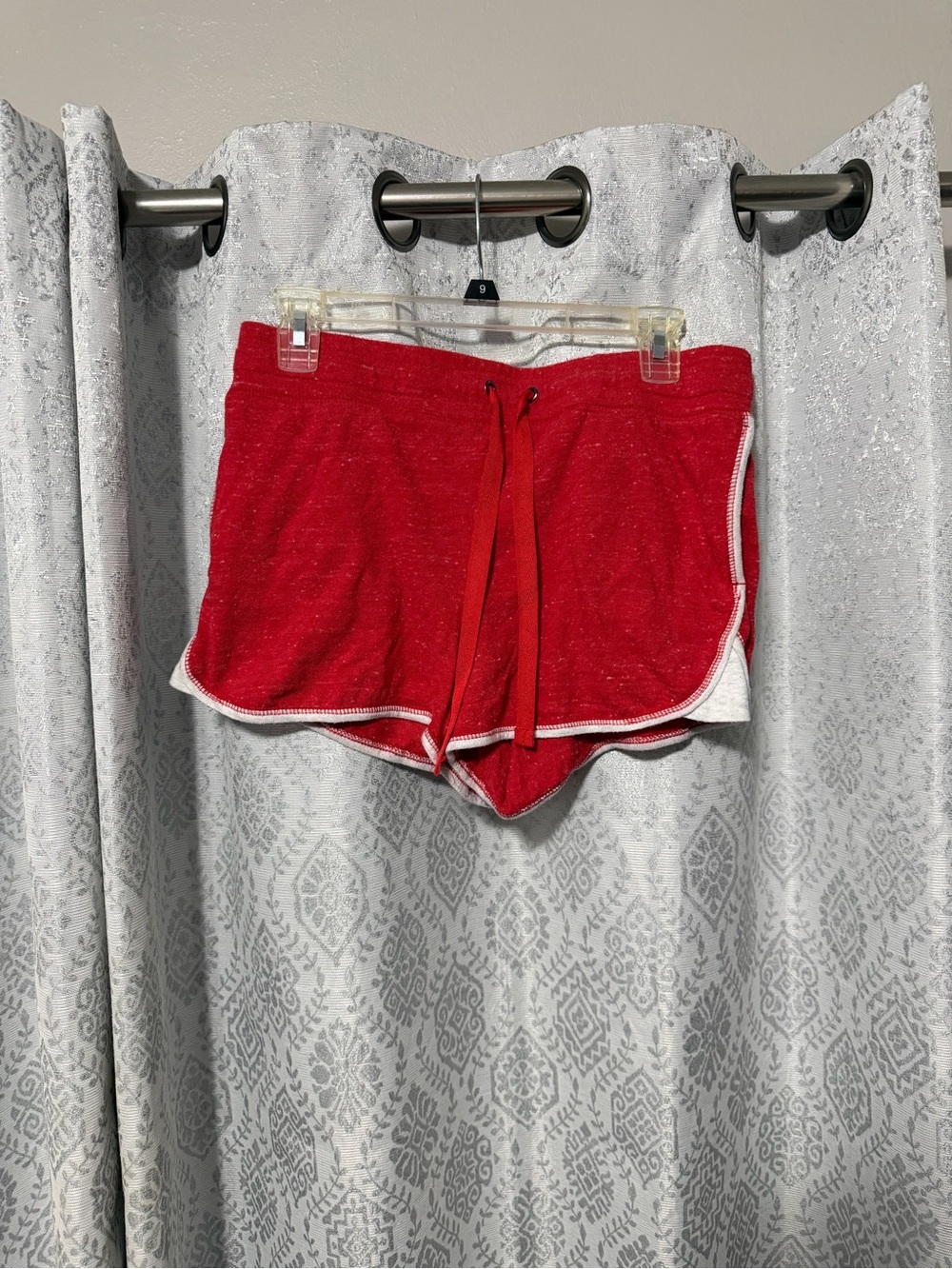 Athletic Works Red Terry Drawstring Womens Shorts with White Trim